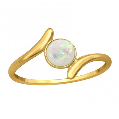 Golden Bypass with Opal - 925 Sterling Silver Rings With Stones A4S46351