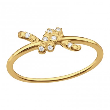 Gold plated Knot with Zirconia - 925 Sterling Silver Rings With Stones A4S46468