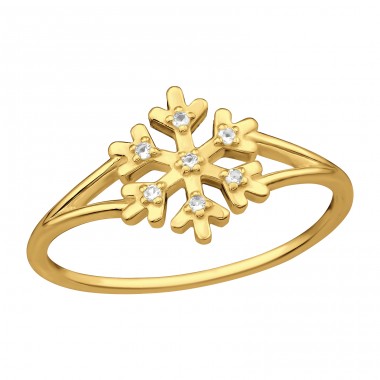 Gold plated Snowflake - 925 Sterling Silver Rings With Stones A4S46476