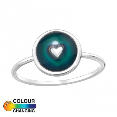 Little Heart with epoxy - 925 Sterling Silver Rings With Stones A4S47086