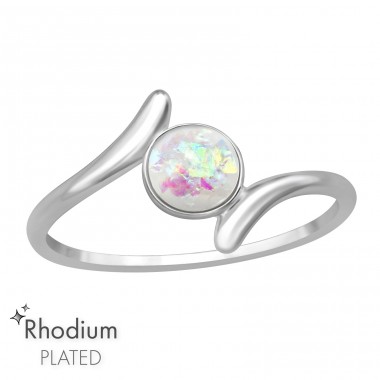 Bypass opal & rhodium - 925 Sterling Silver Rings With Stones A4S47132