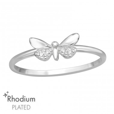 Butterfly Zirconia & Rhodium - 925 Sterling Silver Rings With Stones A4S47136