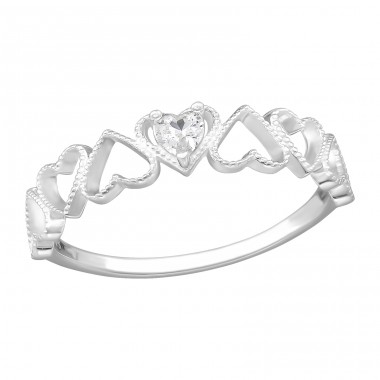 Eternity Heart with Zirconia - 925 Sterling Silver Rings With Stones A4S47205