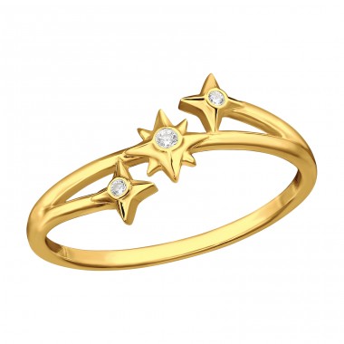 Triple North Star with Zirconia - 925 Sterling Silver Rings With Stones A4S47212