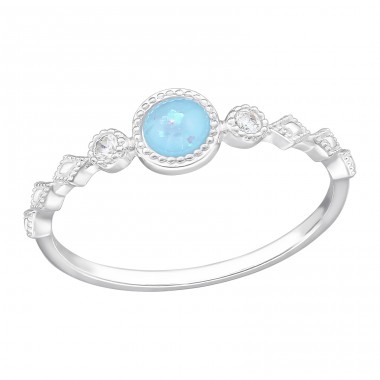 Geometrischer Ring mit Opal und Zirkonia - 925Er Silber Ringe Mit Steinen A4S47213