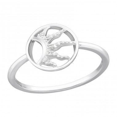 Rising Sun with Zirconia - 925 Sterling Silver Rings With Stones A4S47217