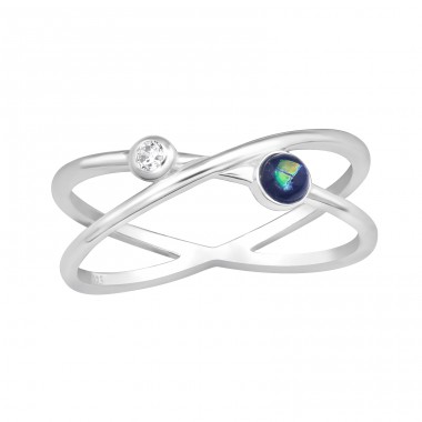 Cross with zirconia and opal - 925 Sterling Silver Rings With Stones A4S47221