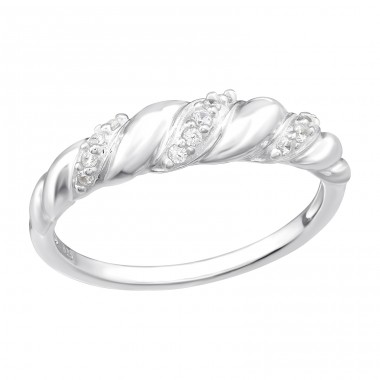 Twist with Zirconia - 925 Sterling Silver Rings With Stones A4S47225