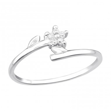 Flowers with zirconia - 925 Sterling Silver Rings With Stones A4S47668