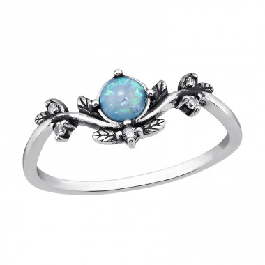 Leaf with stones - 925 Sterling Silver Rings With Stones A4S47672