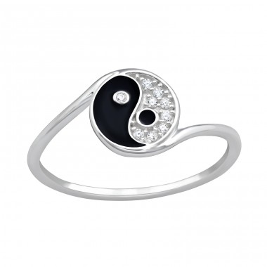 Yin-Yang mit Kristallen - 925Er Silber Ringe Mit Steinen A4S47801