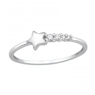 Star mit Zirkonia - 925Er Silber Ringe Mit Steinen A4S47807