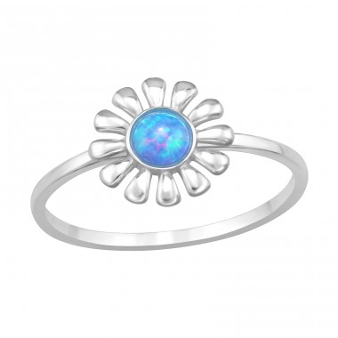 Blume mit Opal - 925Er Silber Ringe Mit Steinen A4S48227