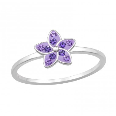 Flower with crystals - 925 Sterling Silver Rings With Stones A4S48228