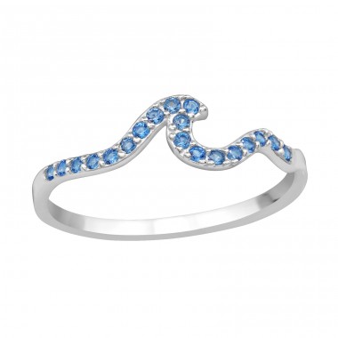 Wave with Zirconia - 925 Sterling Silver Rings With Stones A4S48377