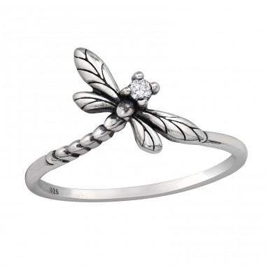 Dragonfly oxidized with Zirconia - 925 Sterling Silver Rings With Stones A4S48382