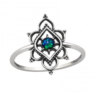 Filigree oxidized with opal - 925 Sterling Silver Rings With Stones A4S48383