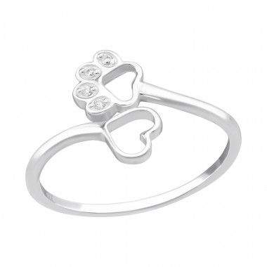 Paw And Heart - 925 Sterling Silver Rings with stones A4S48696