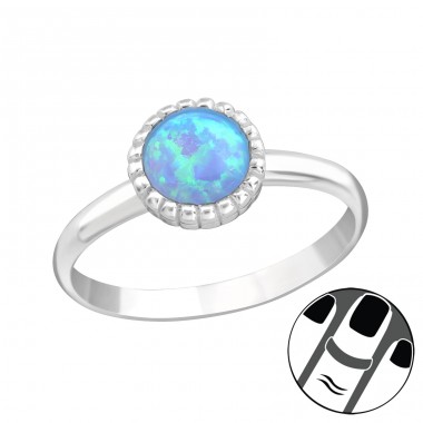 Round Opal - 925 Sterling Silver Midi Rings A4S23587