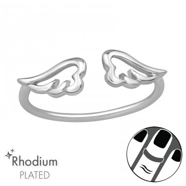  Rhodium plated Wings - 925 Sterling Silver Midi Rings A4S47493