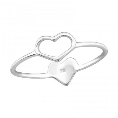 Double Heart - 925 Sterling Silver Basic Rings A4S24608