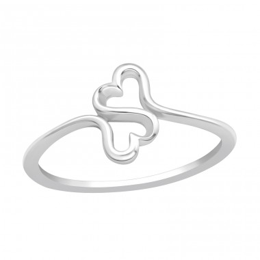 Doppeltes Herz - 925 Sterling Silber Ringe ohne Steine A4S40737