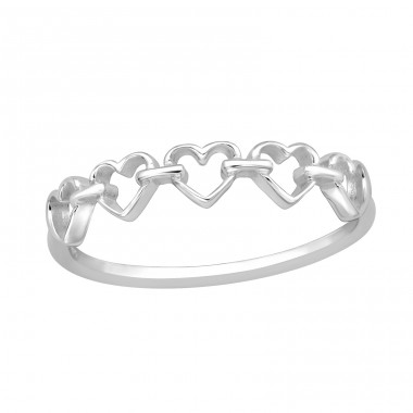 Heart linked together - 925 Sterling Silver Basic Rings A4S45951