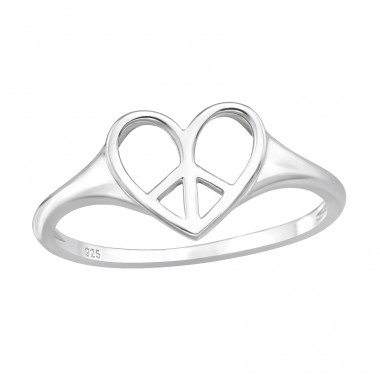 Heart Peace - 925 Sterling Silver Basic Rings A4S46868