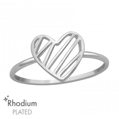 Rhodium Herz - 925Er Silber Basic Ringe A4S47150