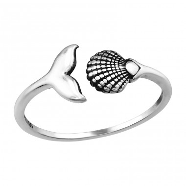 Whale's Tail And Shell - 925 Sterling Silver Basic Rings A4S47625