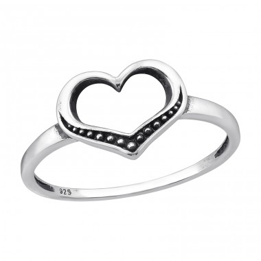 Heart Oxidized - 925 Sterling Silver Basic Rings A4S47676