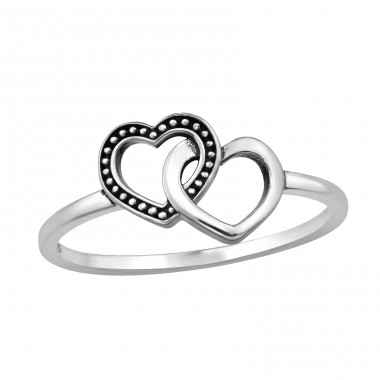 Double Heart - 925 Sterling Silver Basic Rings A4S48221