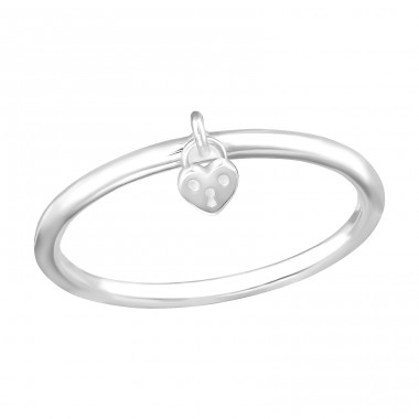 Heart Lock - 925 Sterling Silver Basic Rings A4S48230