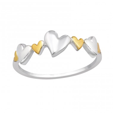 Hearts in a line gold plated - 925 Sterling Silver Basic Rings A4S48325