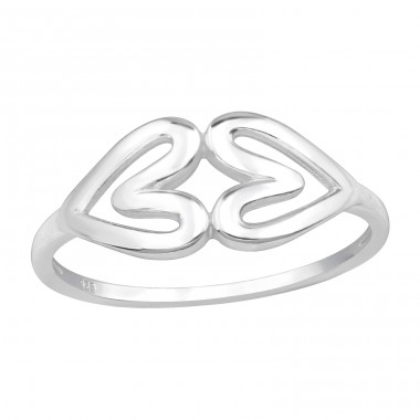 Double Heart - 925 Sterling Silver Basic Rings A4S48381