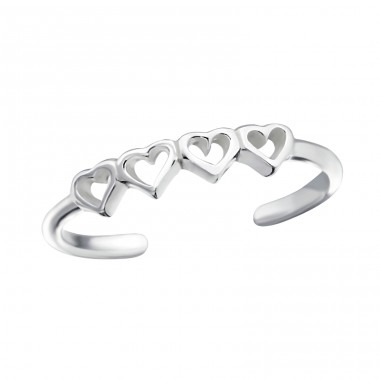 Hearts - 925 Sterling Silver Toe Rings A4S21504