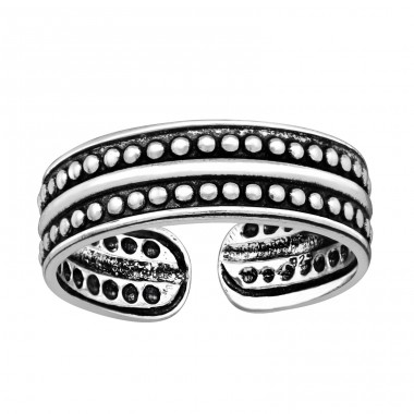 Oxidiert mit Linie und Punkten - Schmuck Zehenringe aus 925er Sterlingsilber A4S41680