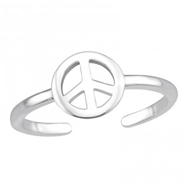 Peace & Love symbol - 925 Sterling Silver Toe Rings A4S45297