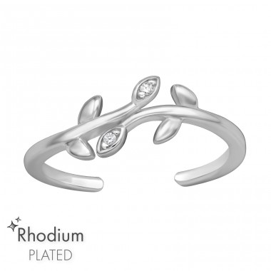 Leaves with Zirconia - 925 Sterling Silver Toe Rings A4S47486