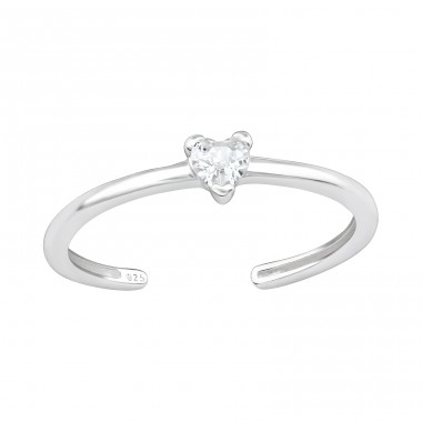 Heart with cubic zirconia - 925 Sterling Silver Toe Rings A4S47548