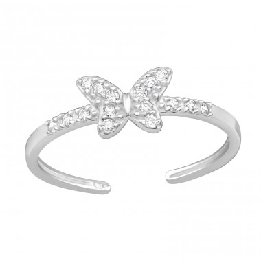 Butterfly with Zirconia - 925 Sterling Silver Toe Rings A4S47552