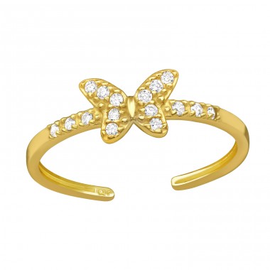 Golden Butterfly with Zirconia - 925 Sterling Silver Toe Rings A4S47553