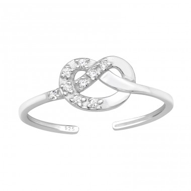 Heart Knot with cubic zirconia - 925 Sterling Silver Toe Rings A4S47556