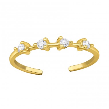 Golden with cubic zirconia - 925 Sterling Silver Toe Rings A4S47559