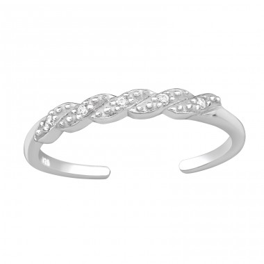 Twisted with Zirconia - 925 Sterling Silver Toe Rings A4S47560