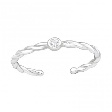 Twisted Circle with Zirconia - 925 Sterling Silver Toe Rings A4S47562