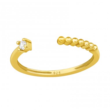 Dots Link Gold plated with cubic zirconia - 925 Sterling Silver Toe Rings A4S47565