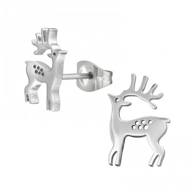 Reindeer - 316L Surgical Grade Stainless Steel Steel Ear Studs A4S46755