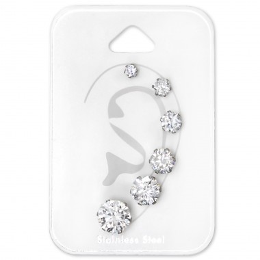 Graduated Cz Studs - 316L Surgical Grade Stainless Steel Steel Jewellery Sets A4S30488