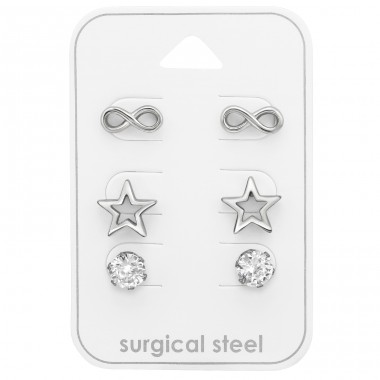 Infinite, Star And Round - 316L Surgical Grade Stainless Steel Steel Jewellery Sets A4S45415